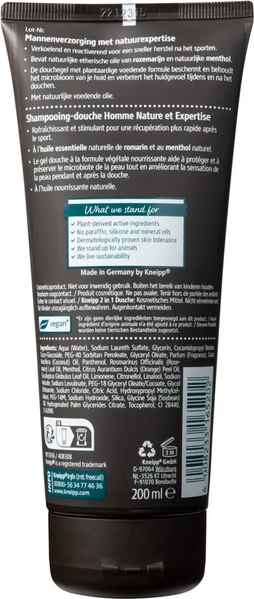 Kneipp Men Sport Douchegel & Shampoo Menthol Rozemarijn 6x200ml