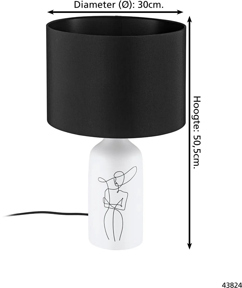 Eglo Vinoza Tafellamp E27 - Keramiek - Ø30cm - Wit/Zwart