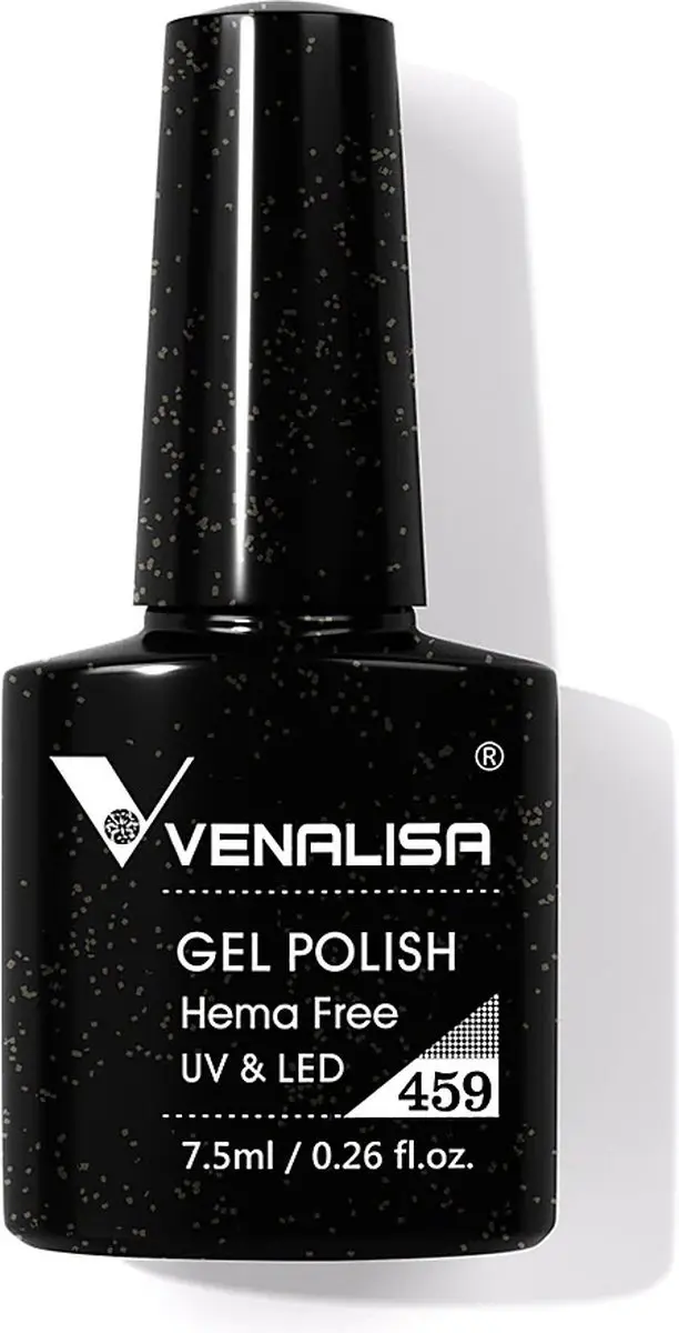 Venalisa UV Gellak Zwart Glitter 7.5ml - 2 Stuks