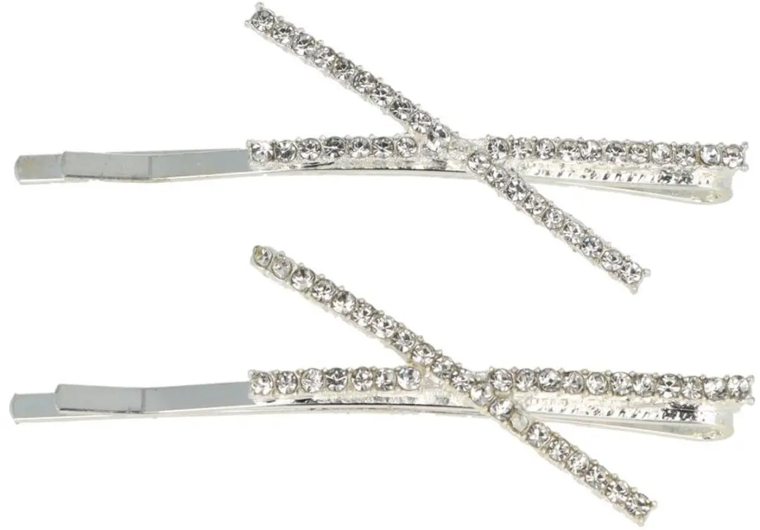 Haarsoires Schuifspeldjes 6cm Zilver - Strass - Set van 2
