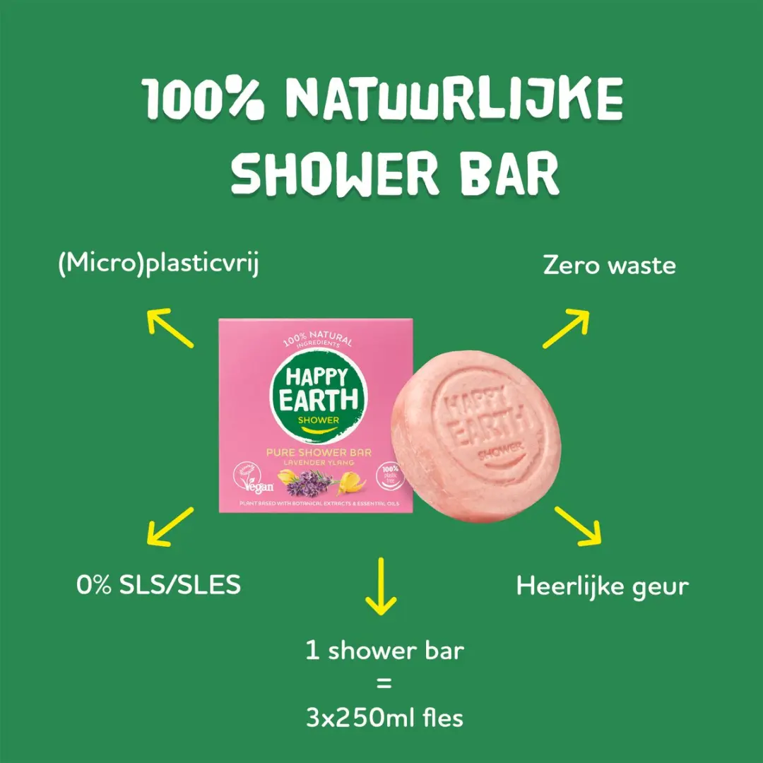 Happy Earth Shower Bar Lavender Ylang 90g