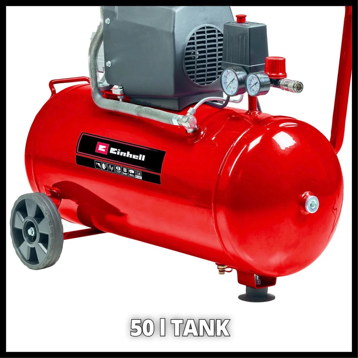 Einhell TC-AC 190/50/8 Compressor - 1500W - 50L - 8 bar - Rood