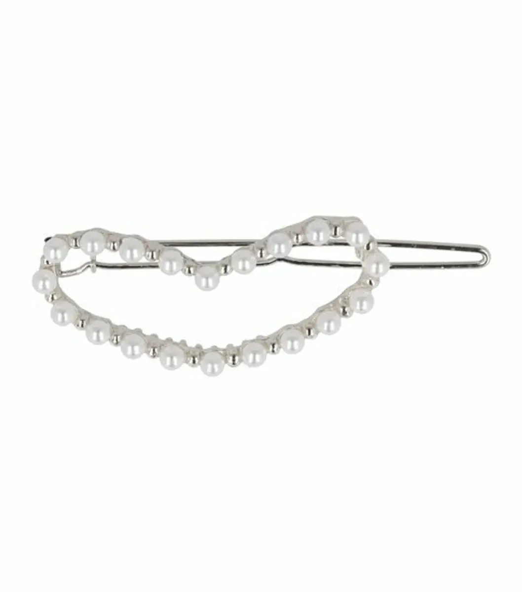Haarsoires Haarspeld 5cm Hart Parel - Zilver/Wit