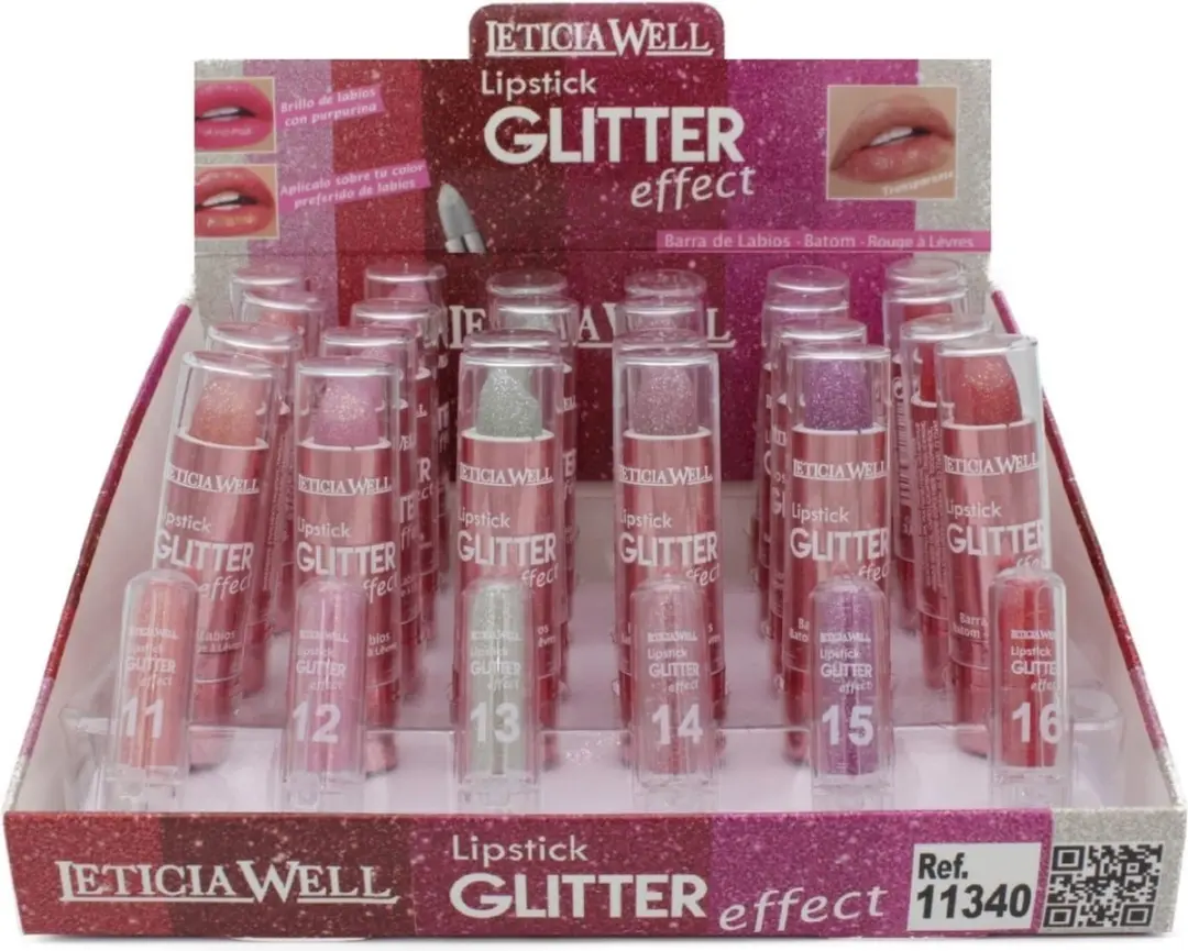 Leticia Well Glitter Lipstick 14 - 3,8ml - Transparant Roze Zilver