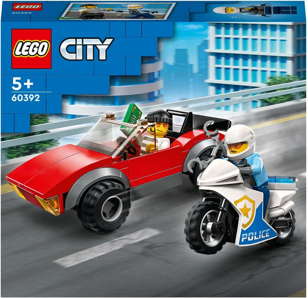 LEGO City Achtervolging Auto Op Politiemotor 60392 - 2 Minifiguren - afbeelding 6 van 6