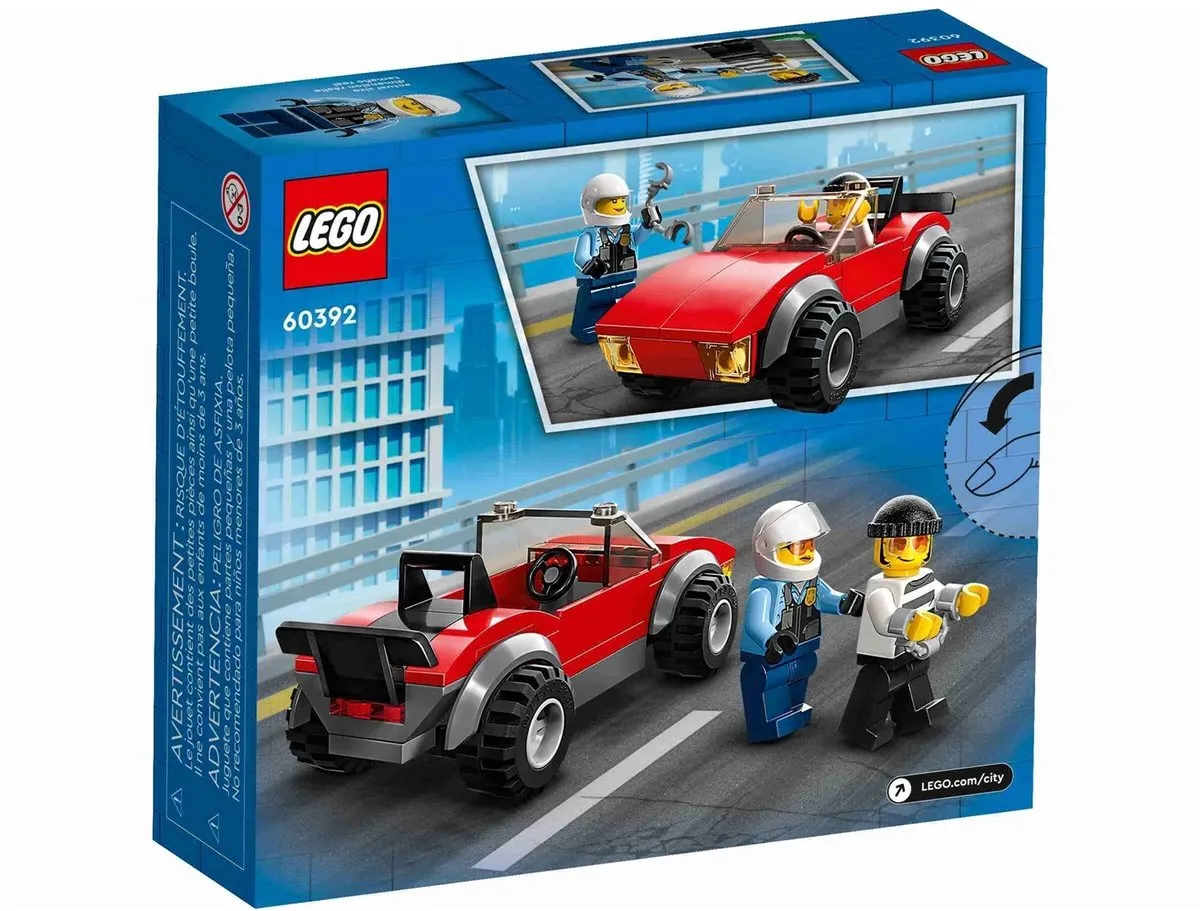 LEGO City Achtervolging Auto Op Politiemotor 60392 - 2 Minifiguren