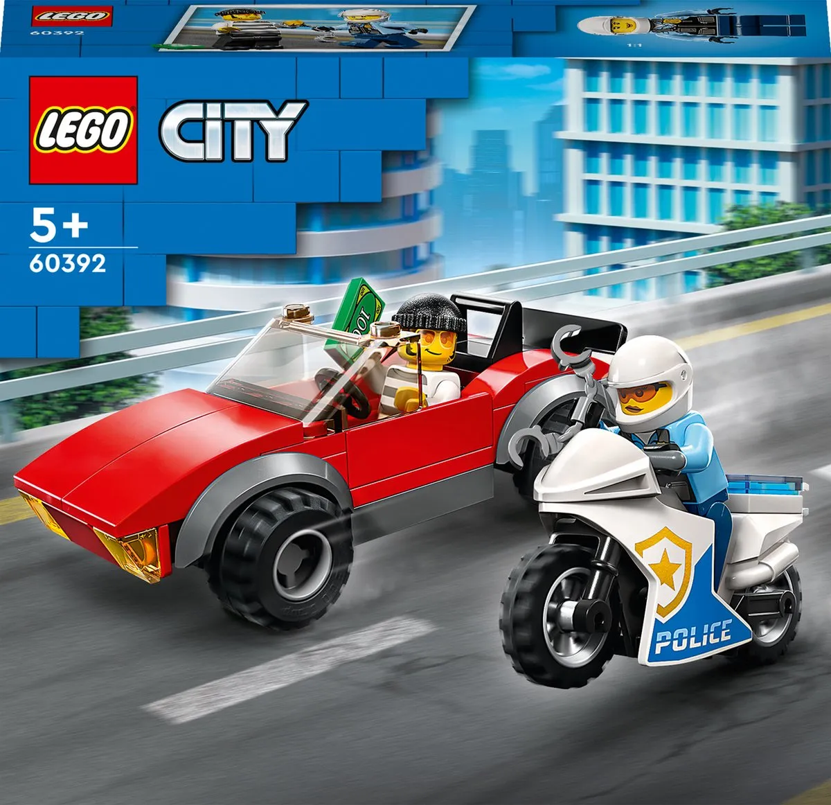 LEGO City Achtervolging Auto Op Politiemotor 60392