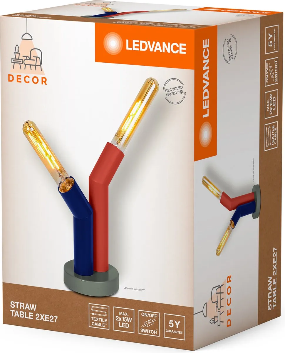 LEDVANCE DECOR Straw Tafellamp - 2x E27 - Multicolor Metaal