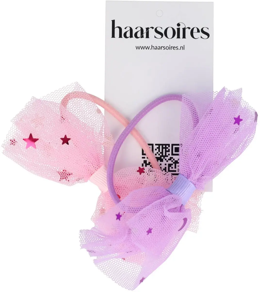 Haarsoires Haarelastieken Strik 9cm Roze Paars - 2 Stuks