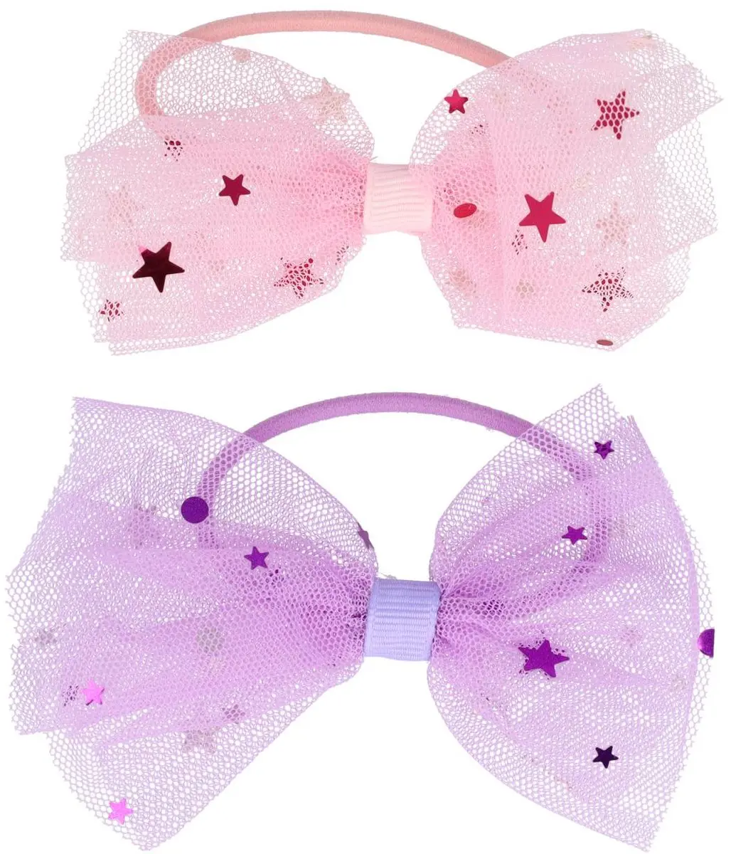 Haarsoires Haarelastieken Strik 9cm Roze Paars