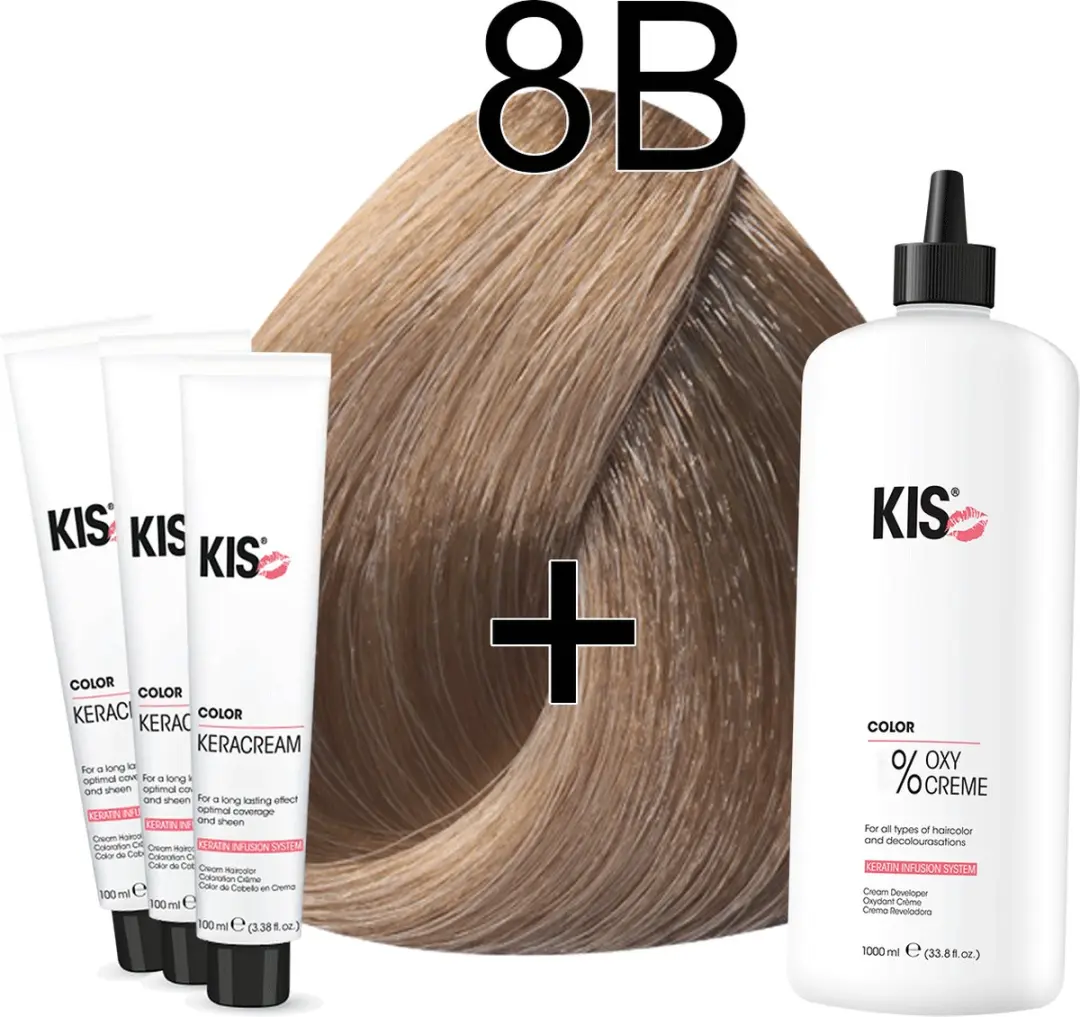 KIS KeraCream Color 8B Licht beige Haarverfset