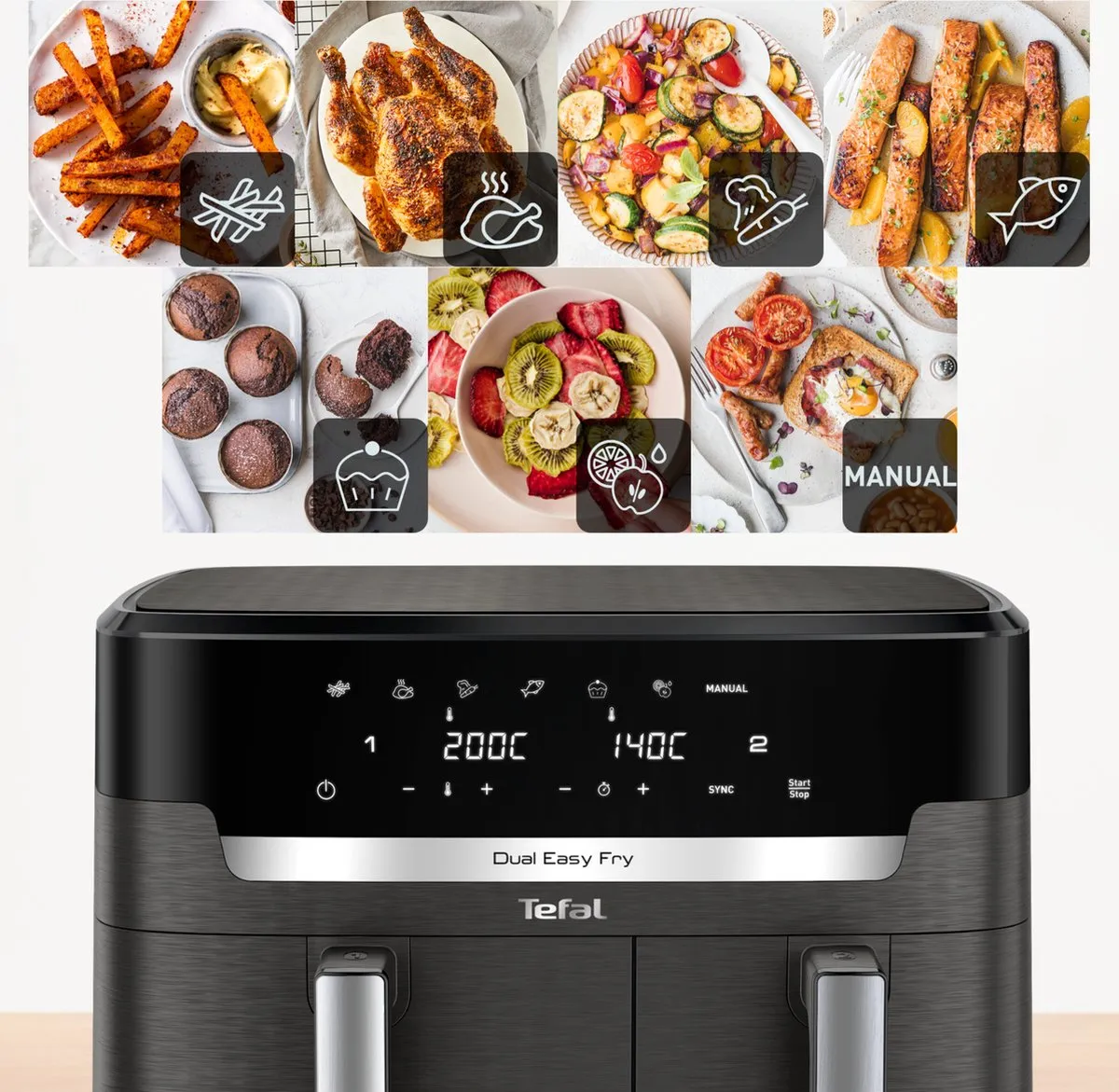 Tefal Easy Fry Dual XXL EY942H EY942H dubbele heteluchtfriteuse