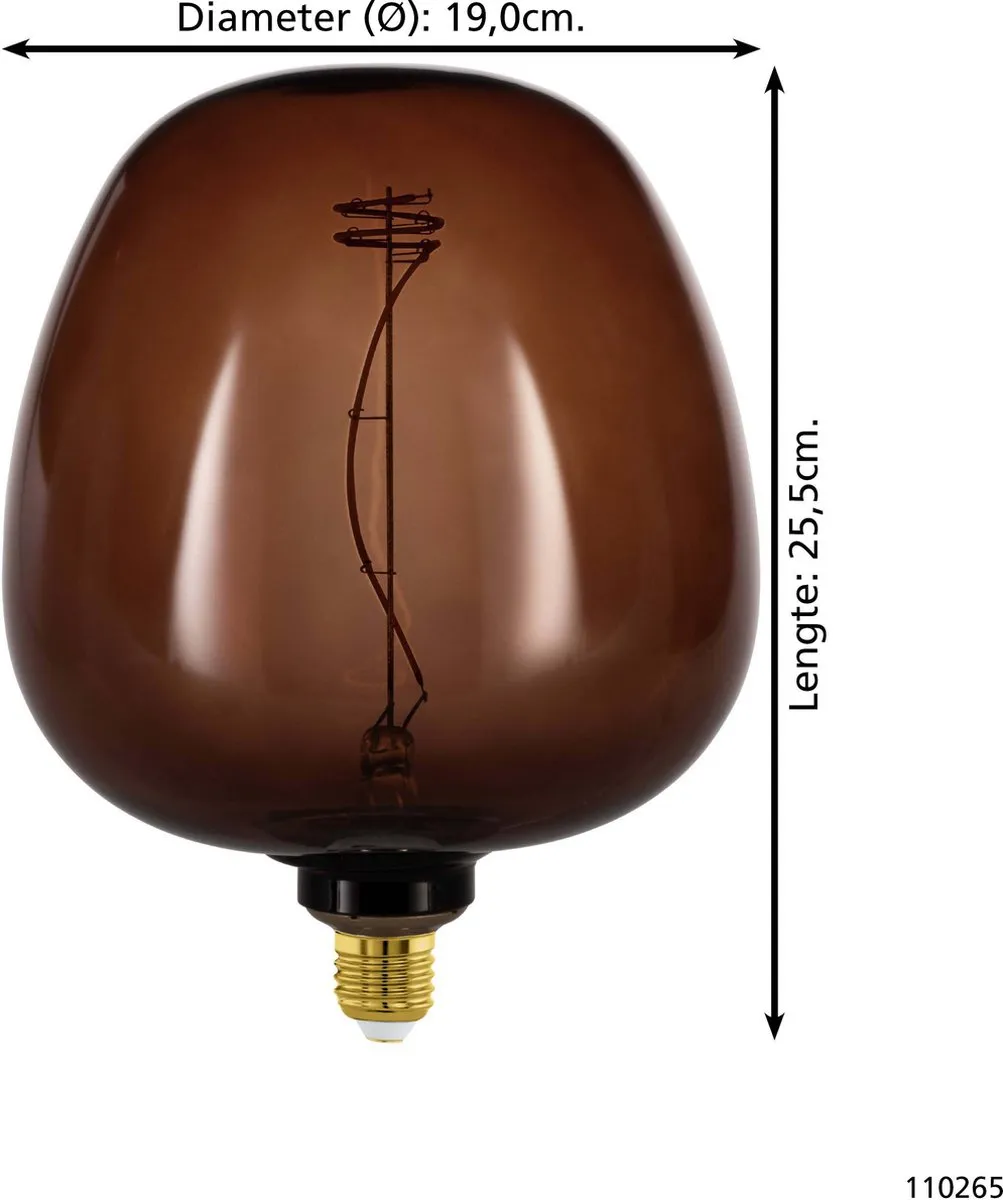 Eglo LED Lamp E27 Ø19cm G190 - Cognac - 2000K Dimbaar