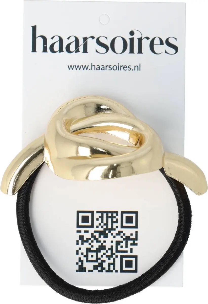 Haarsoires Cuff Haarelastiek 6cm - Zwart/Goud