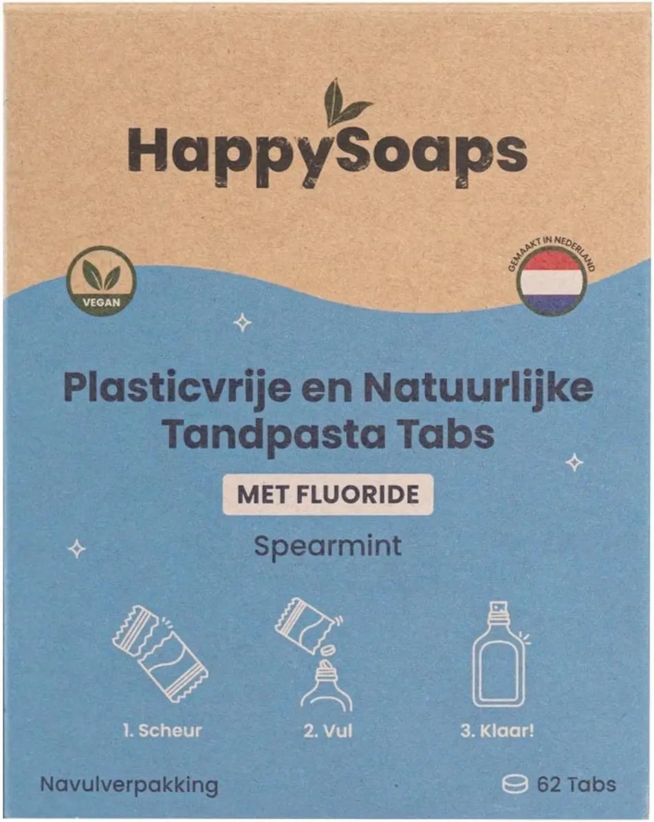 HappySoaps Fluoride Tandpasta Navulling Tabs 62 Stuks