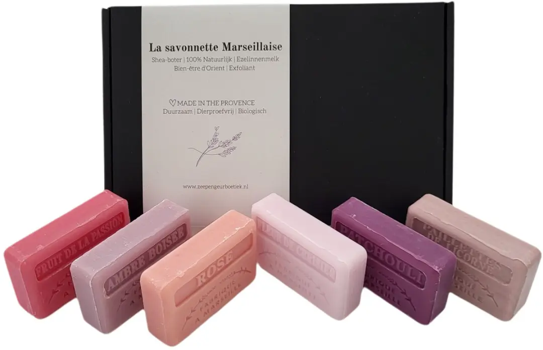 Savon de Marseille Zeep Cadeauset Fruit de la Passion/Rose/Unicorn/Patchouli/Amb