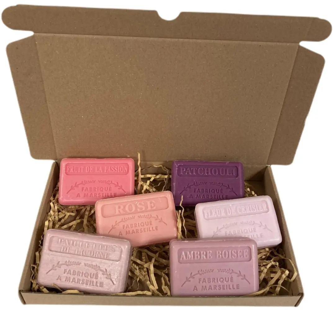 Savon de Marseille Zeep Cadeauset Fruit de la Passion/Rose/Unicorn/Patchouli/Ambre Boisée/Kersenbloesem - 6x125g
