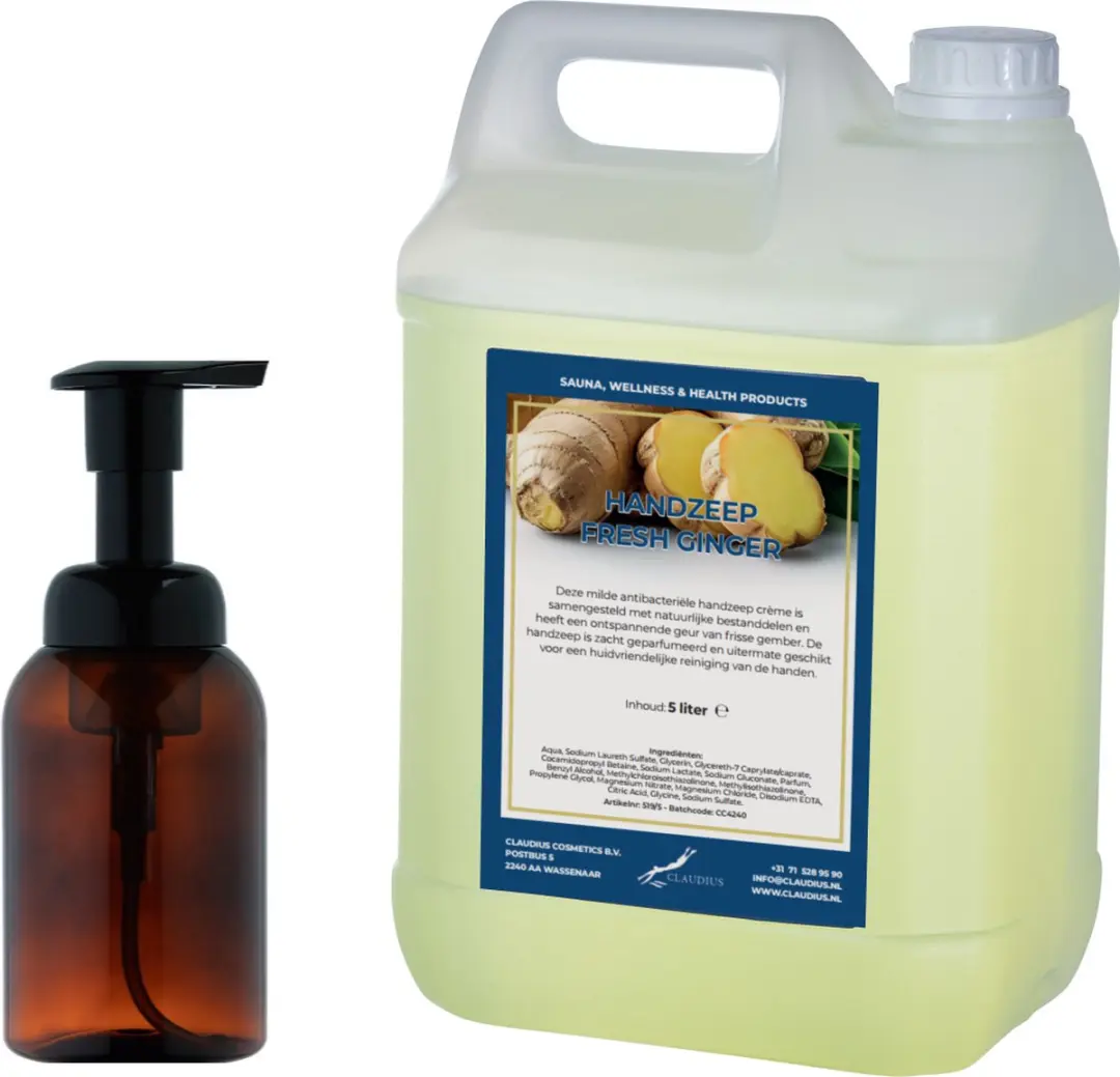 Splashbox Cosmetics Zeepdispenser 300ml + 5L Handzeep Fresh Ginger