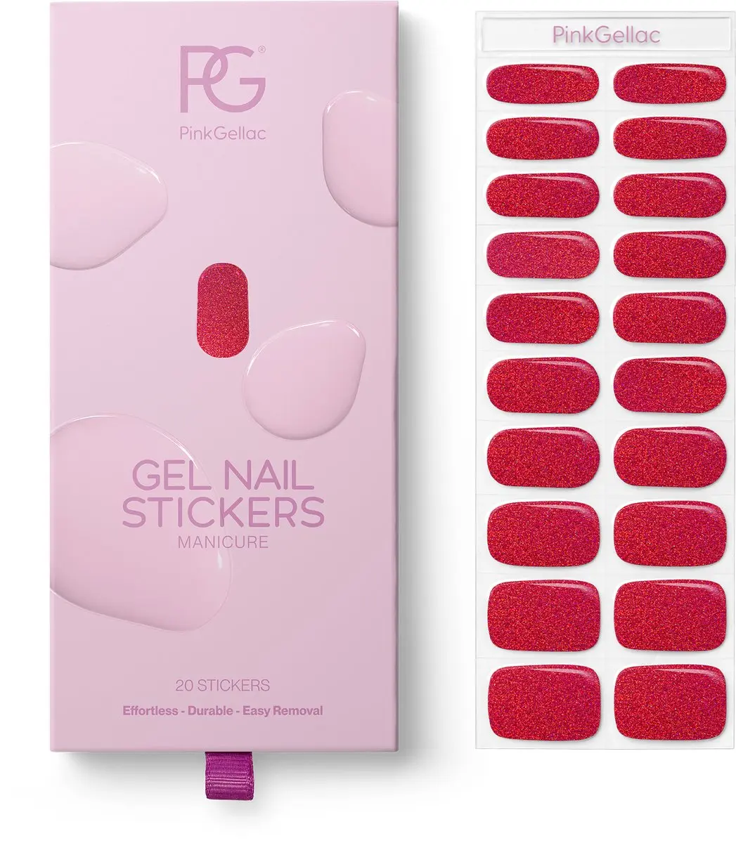Pink Gellac UV Nagelstickers Sparkling Cherry - 20 Stuks