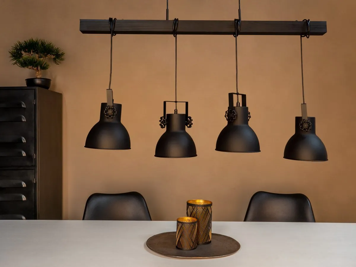 Eglo Shirebrook Hanglamp E27 - 4 Lichtpunten - 100 cm - Zwart