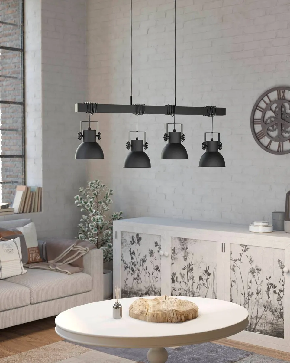 Eglo Shirebrook Hanglamp E27 - 4 Lichtpunten - 100 cm - Zwart - afbeelding 6 van 6