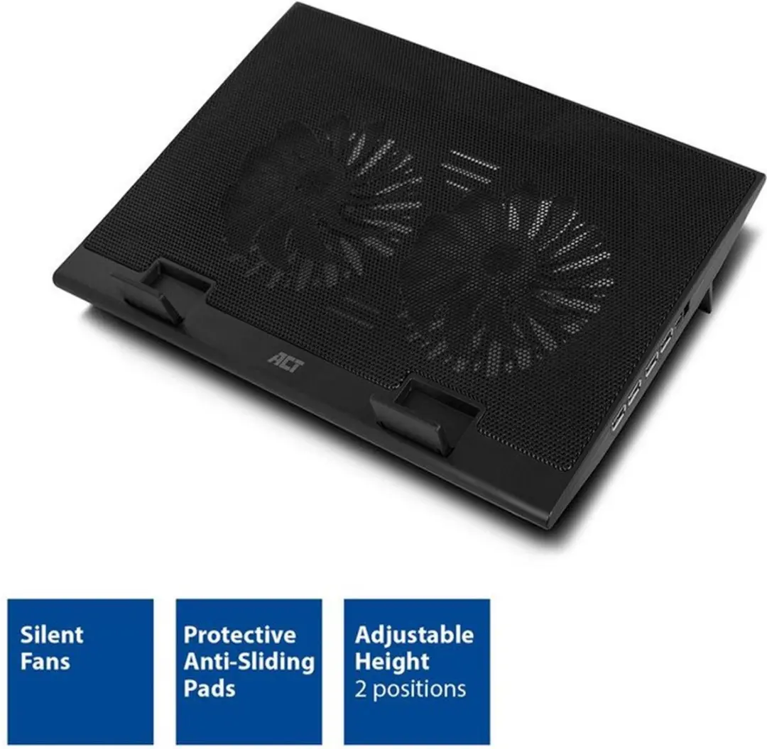 ACT Laptopstandaard AC8105 - 12-17" - 4-poorts USB-Hub - Zwart