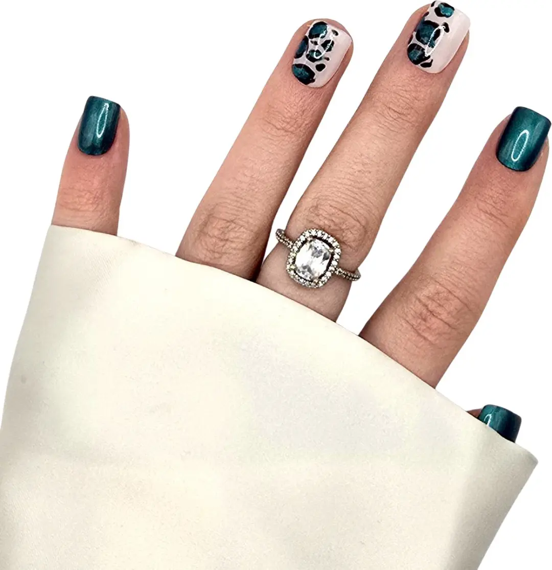 SD Press on Nails B255 Plaknagels - Groenblauw Leopard - 20 Stuks