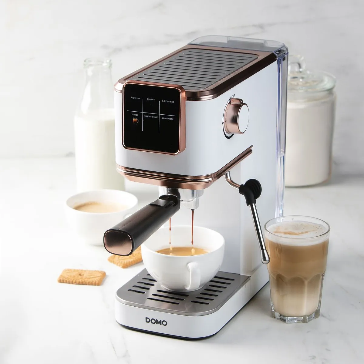 Domo DO746K Espressomachine - 20 Bar - Wit/Rosé