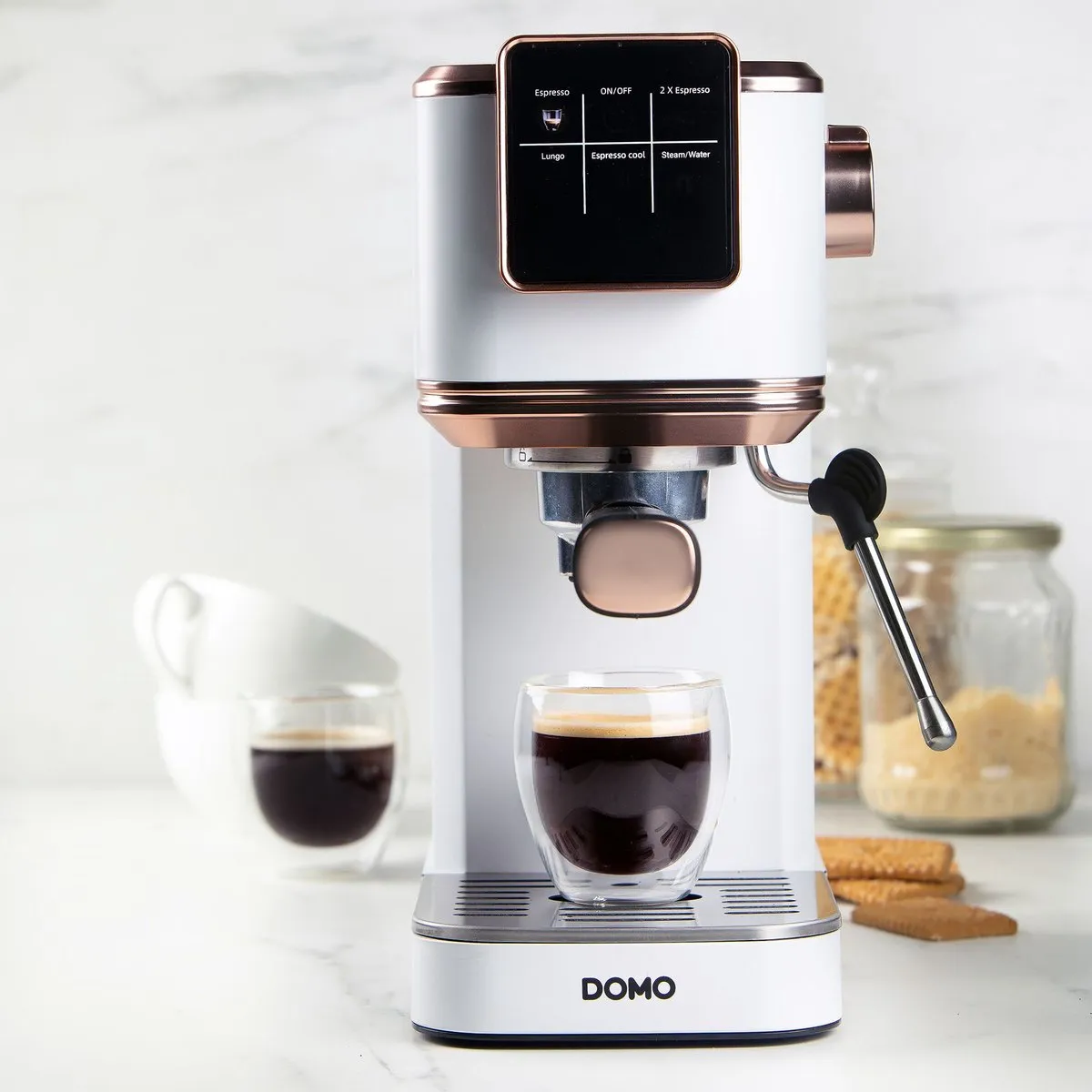 Domo DO746K Espressomachine - 20 Bar - Wit/Rosé - afbeelding 6 van 6