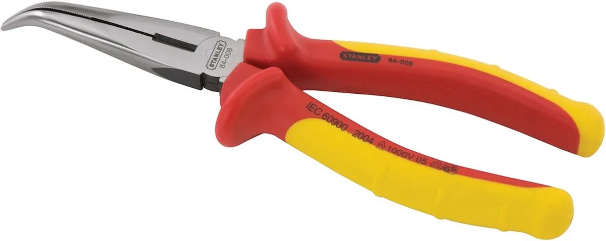 Stanley VDE 1000V Gebogen Telefoontang 200mm - Geel
