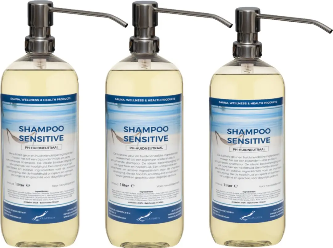 Splashbox Cosmetics Sensitive Care Shampoo 1L - 3 Stuks