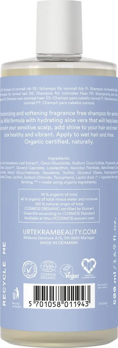 Urtekram Parfumvrije Shampoo 500ml