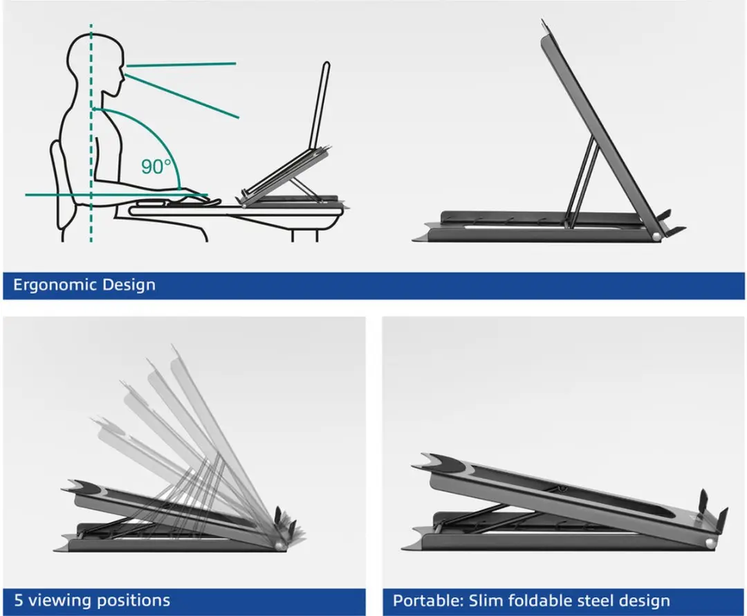 ACT AC8145 Laptopstandaard - Inklapbaar 13-15.6" - Zwart
