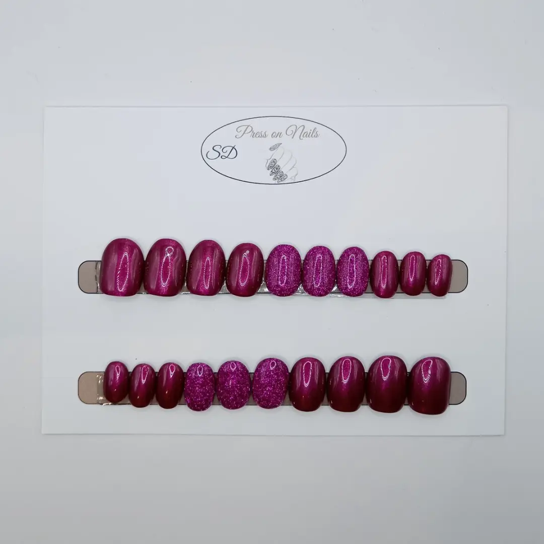 SD Press on Nails B-237 Roze Glitter Nagelset - 20 Stuks - XS
