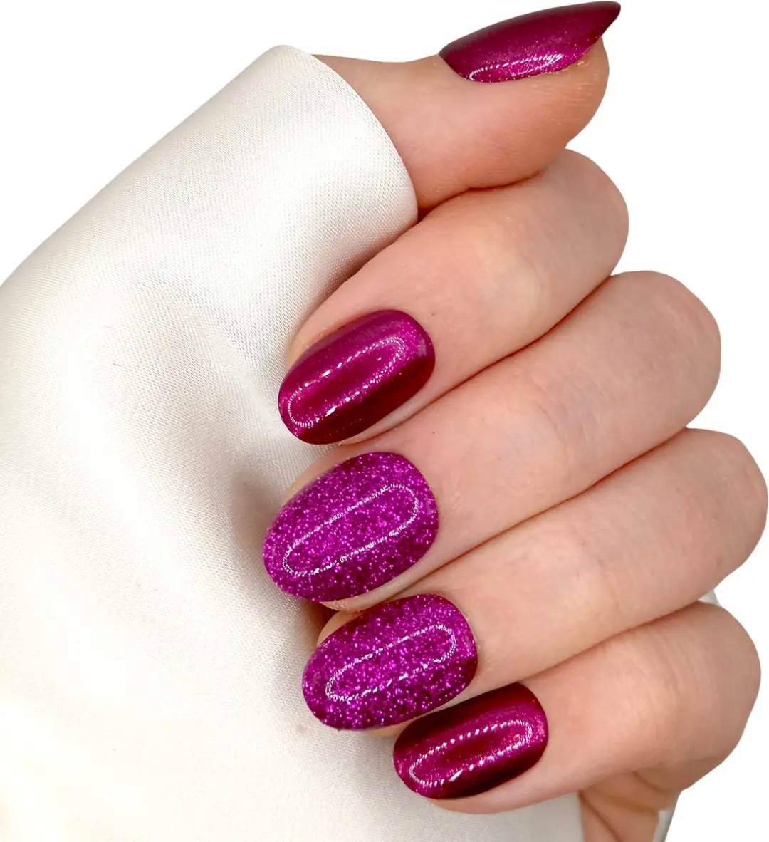 SD Press on Nails B-237 Roze Glitter Nagelset - 20 Stuks - XS