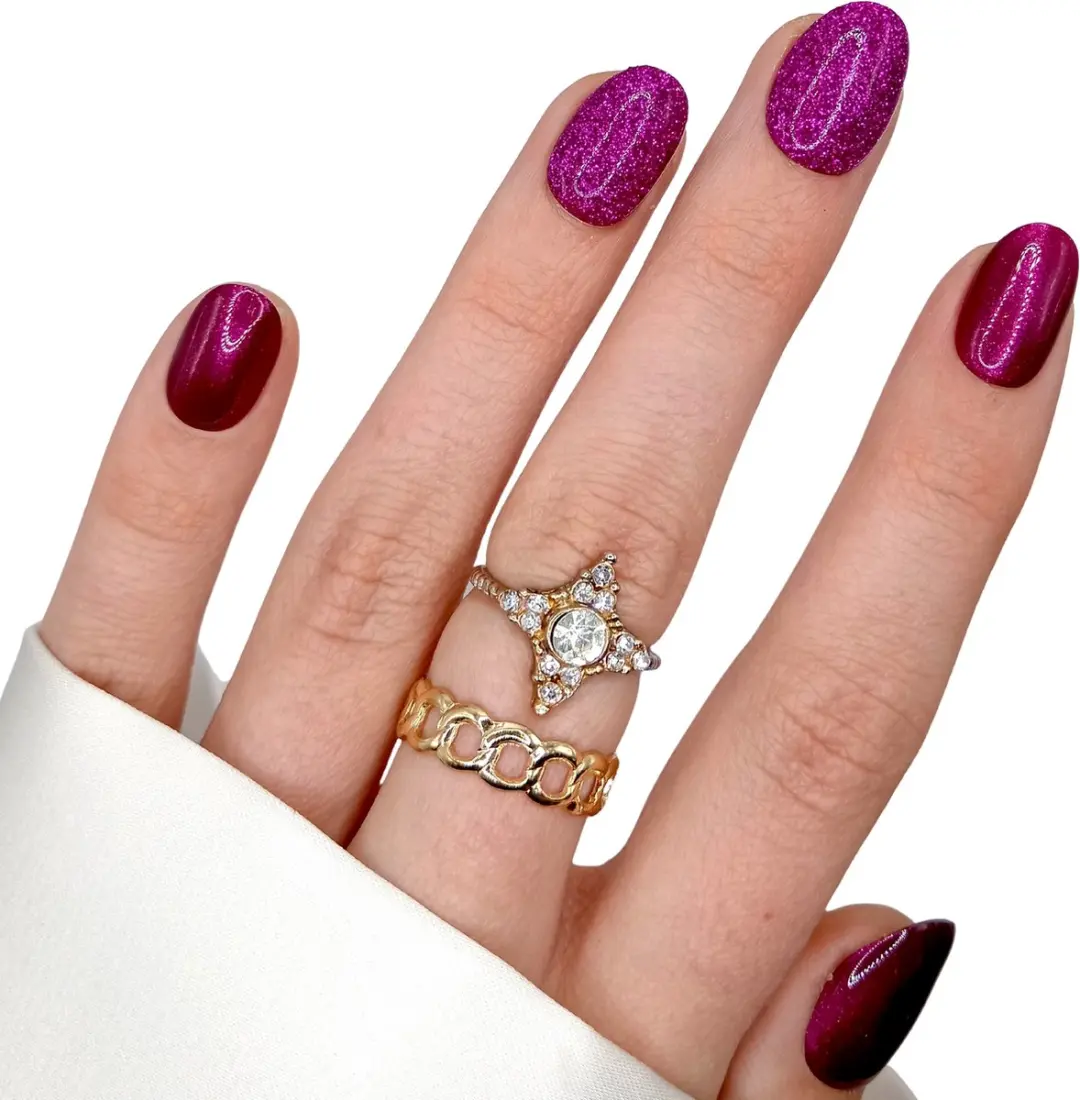 SD Press on Nails B-237 Roze Glitter Nagelset - 20 Stuks - XS
