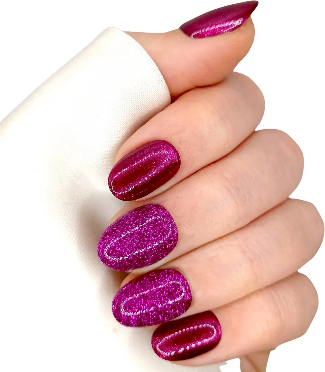 SD Press on Nails B-237 Roze Glitter Nagelset