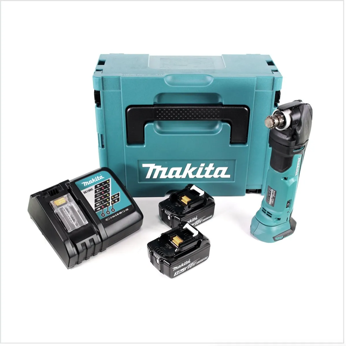 Makita DTM51RFJ Multifunctioneel Gereedschap 18V - 2x 3.0Ah Accu + Sneloplader