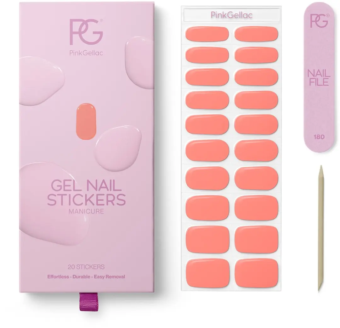 Pink Gellac UV Nagelstickers Soft Apricot - 20 Stuks
