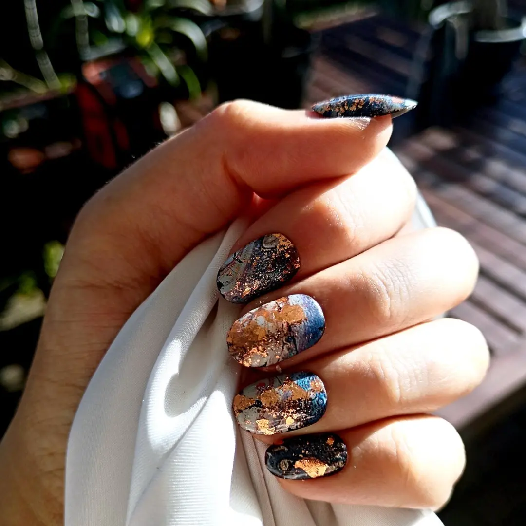 SD Press on Nails No. 82 Sacrifice Plaknagels - 20 Stuks - Blauw/Goud