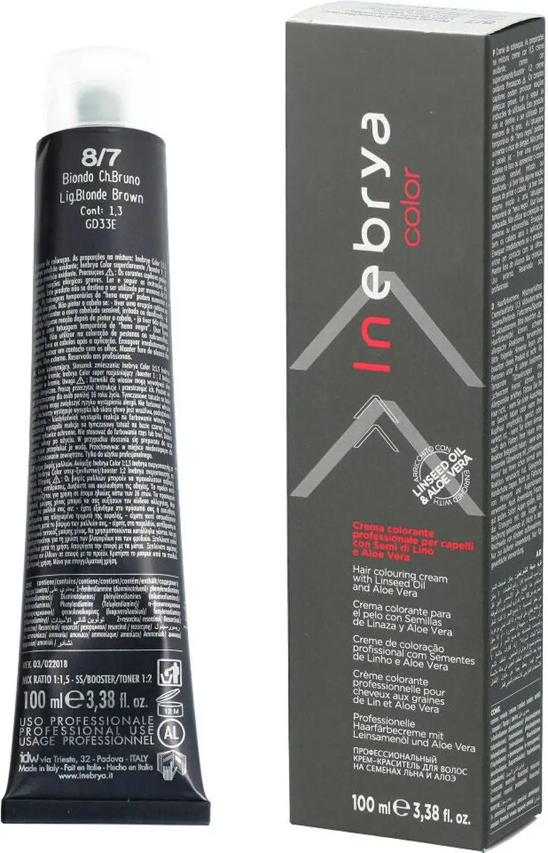 Inebrya Nº 8/7 Permanent Haarkleur 100ml - Licht Blond/Bruin