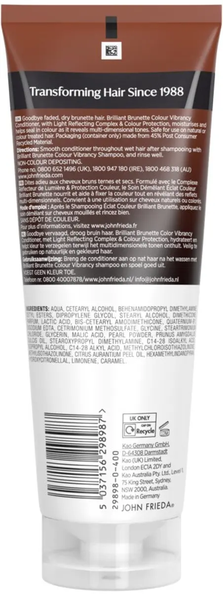 John Frieda Brilliant Brunette Conditioner 250ml