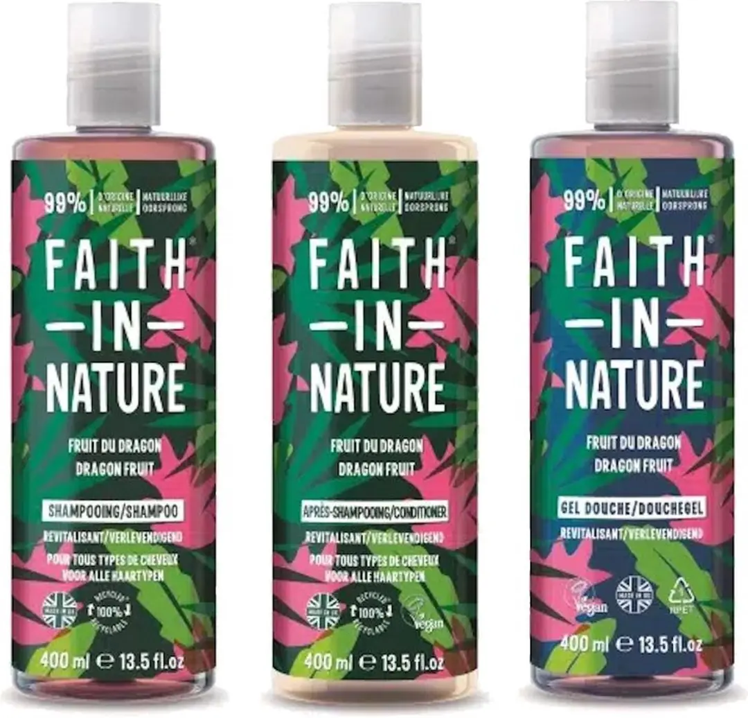 Faith In Nature Dragon Fruit Shampoo Conditioner Body Wash 3x400ml