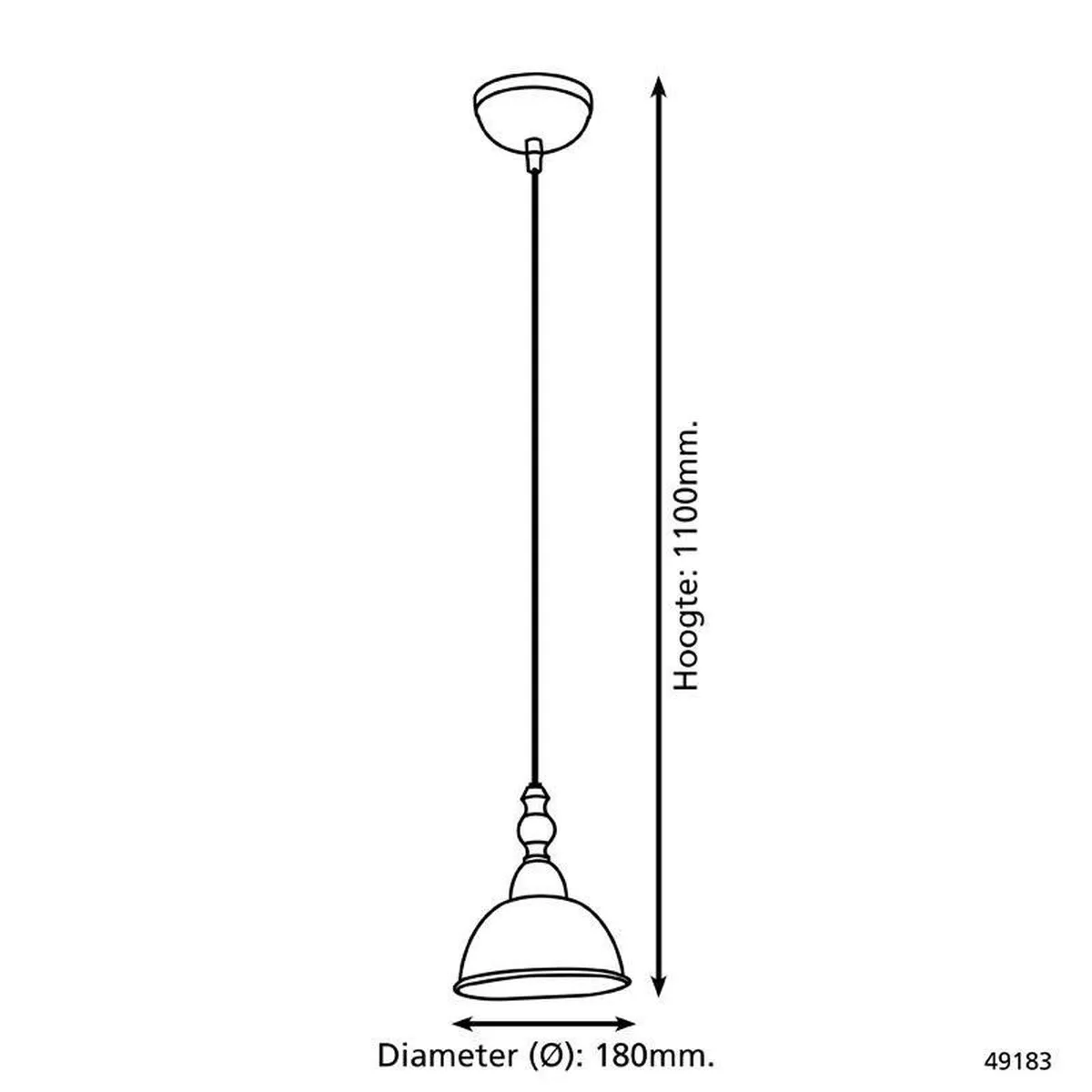 Eglo Vintage Easington Hanglamp - 1 Lichtpunt - Ø180mm - Chroom