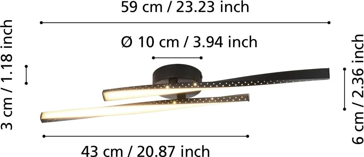 Eglo Adeje Plafondlamp LED 59cm - Zwart