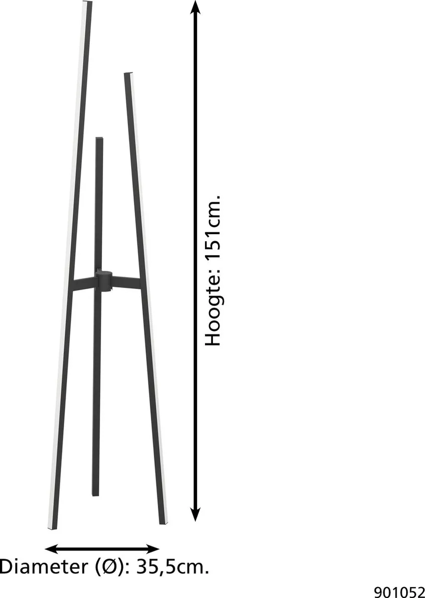 Eglo Mongolana Vloerlamp LED 151cm - Zwart/Wit - afbeelding 6 van 6