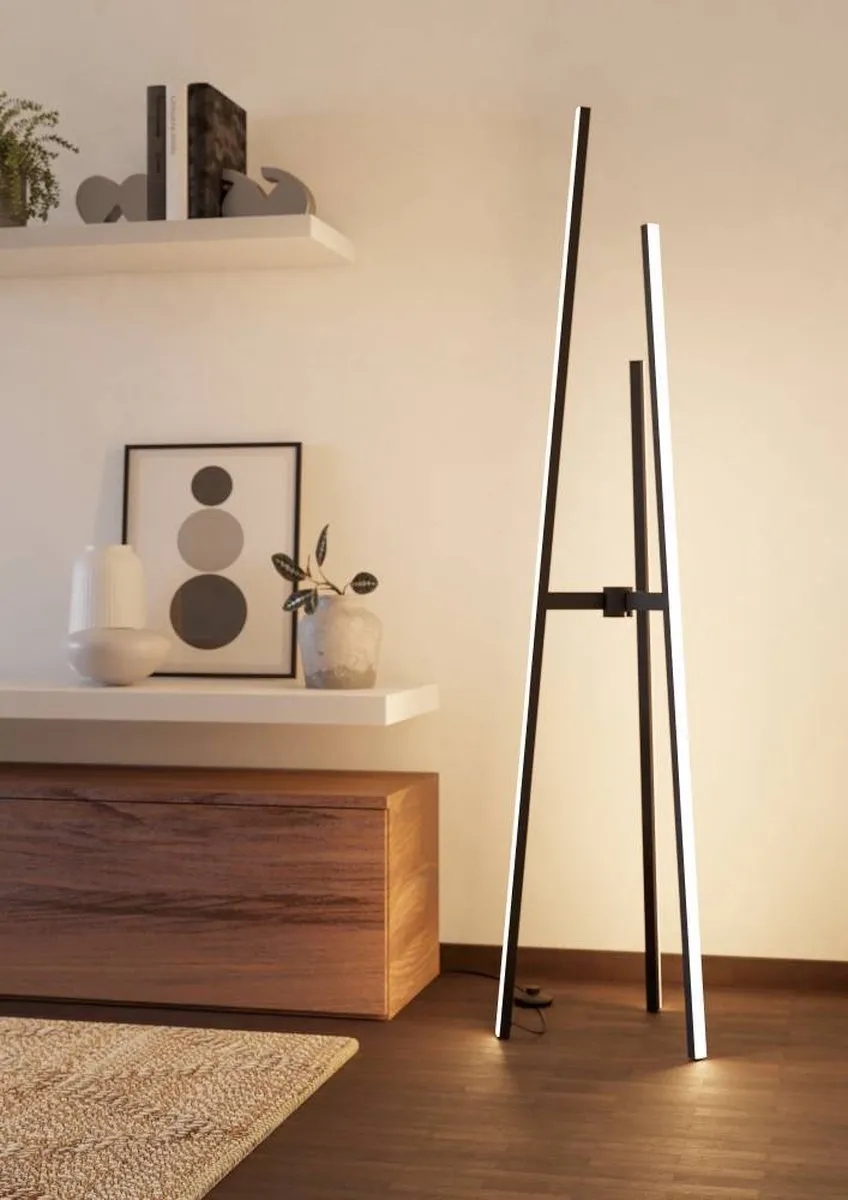 Eglo Mongolana Vloerlamp LED 151cm - Zwart/Wit