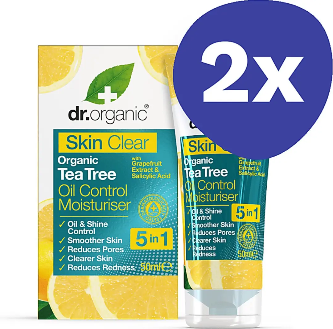 Dr Organic Skin Clear Oil Control Moisturiser 2x50ml