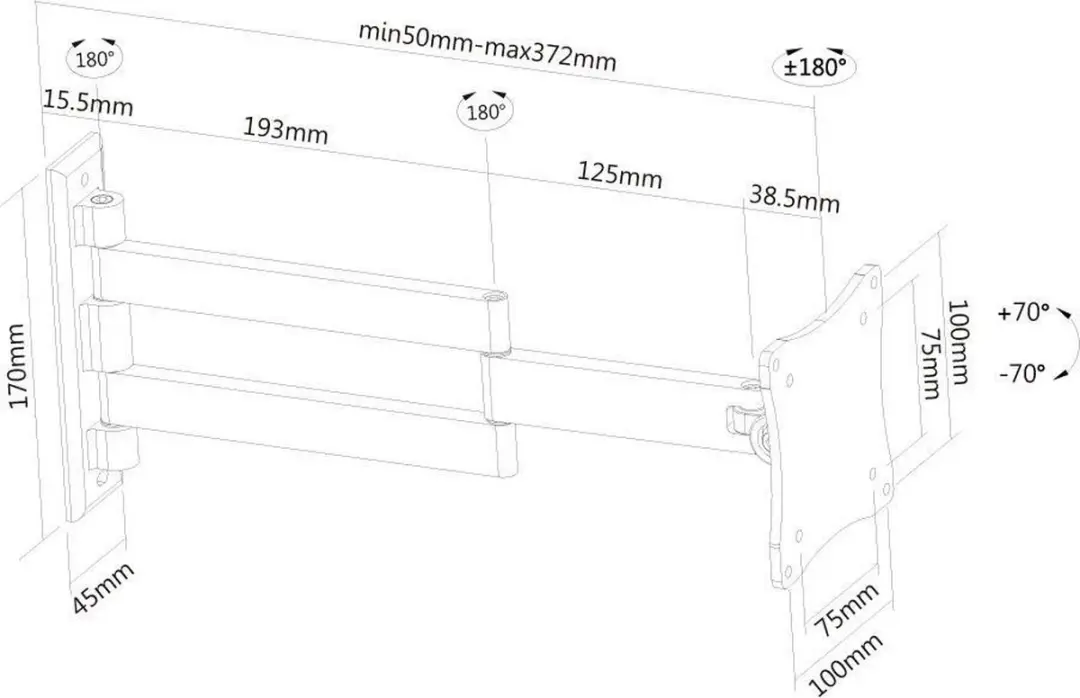 Neomounts FPMA-W830BLACK Wandsteun 3 Draaipunten - 27" - Zwart