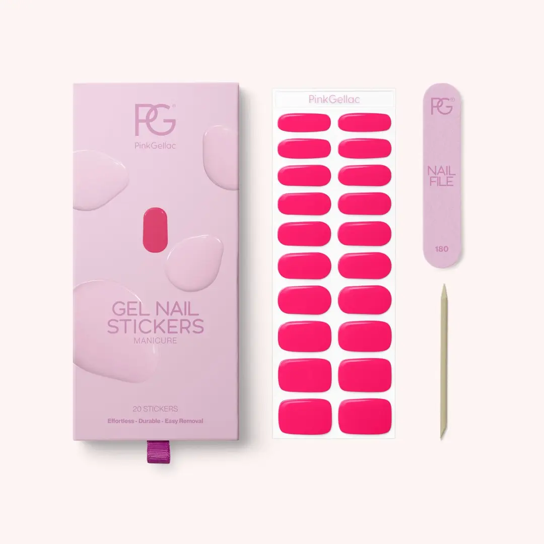 Pink Gellac UV Nagelstickers Rosy Red 0023 - 20 Stuks
